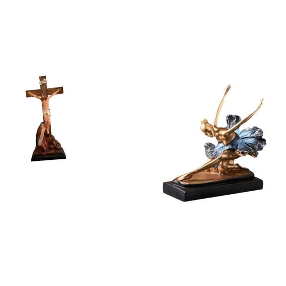 Aymzbd Ballet Dancer Statue Resin Figurine Ballerina Ornament Mother Mary Statue Jesus Cross Religious Sculpture Ornamental Piece Smooth Texture Suitable for Home Office Garden Display