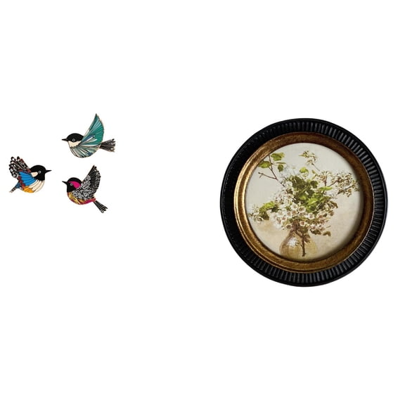 Aymzbd Bird Wall Hanging Wooden Bird Wall Art Resin Flying Birds Round Picture Frame European Design Suitable for living room bedroom study entryway cafe dining area office gallery gift giving