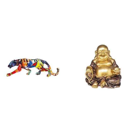 Aymzbd Buddha Statue Sculptures Walking Ornament Figurine Statue Resin Meditation Bodhisattva Buddhist Sculpture Suitable for living room bedroom desktop home entrance