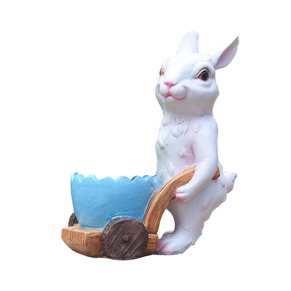 Aymzbd Cartoon Flower Pot, Bunny Sculpture Bonsai Pot Flowerpot Rabbit Statue Container Cart Blue