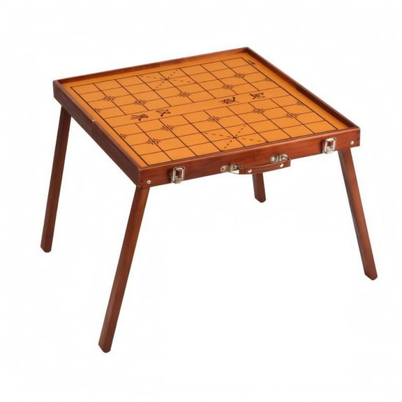Aymzbd Chinese Chess Set Board Table Solid Wood Folding Format with Metal Latch Portable for Adults Home and Travel