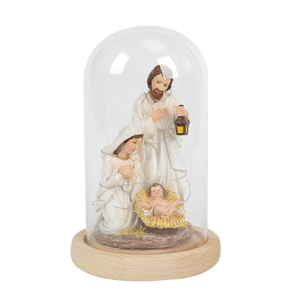 Aymzbd Christmas Nativity Scene Artwork Gift Decoration with Light Holy Family Nativity with Lantern