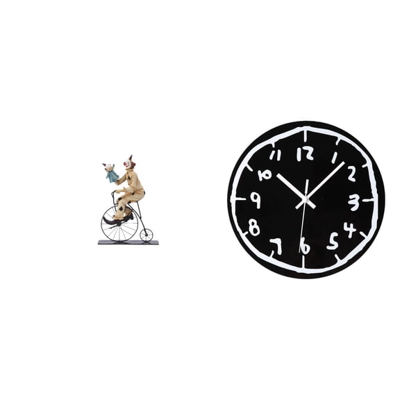 Aymzbd Clown Figurines Creative Clown Statue Sculpture Collection Artwork Non Ticking Silent Wall Clock Acrylic Resin Tabletop Ornament Suitable for Bedroom Office Living Room Decoration