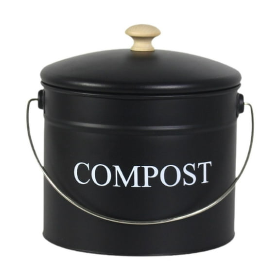 Aymzbd Compost Bin Filter Indoor Container for Waste Recycling Countertop Composter black