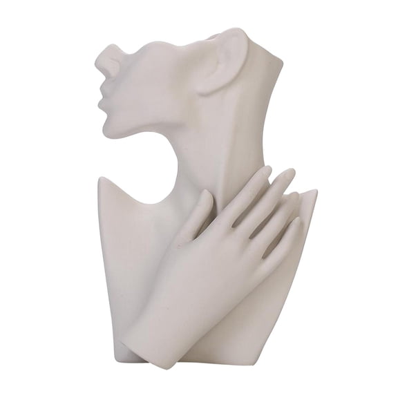 Aymzbd Creative Ceramic Statue White Vase Bust Planter Succulent Plant Indoor Plant Pot 12.5x17.5x7.5cm