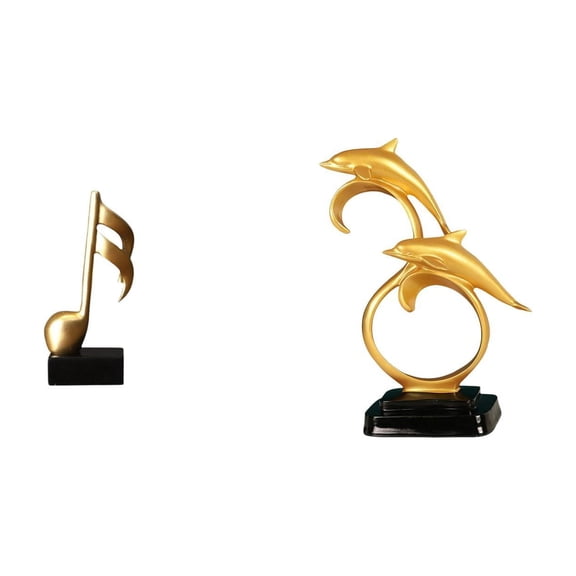 Aymzbd Creative Resin Dolphin Music Note Sculpture Modern Lifelike Musical Figurine Tabletop Ornament Collectible Desk Decoration Centerpiece for Home Office