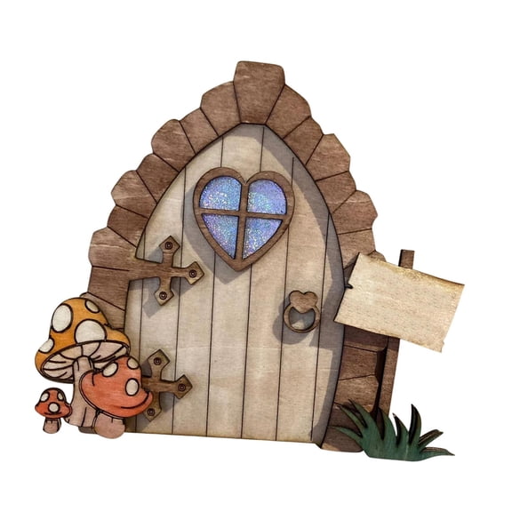Aymzbd Cute DIY Fairy Door Statue Sculpture Decoration Figurine Fairy Garden Gnome Door Style E