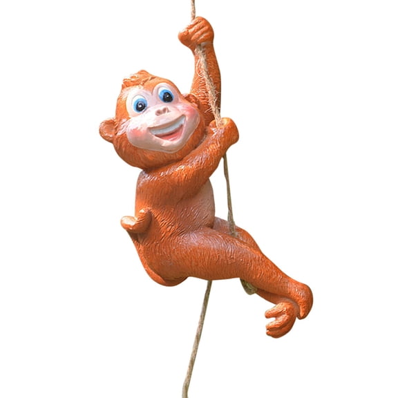 Aymzbd Cute Hanging Swing Animal Statue Outdoor Patio Ornament Accessories Hand Painted Monkey