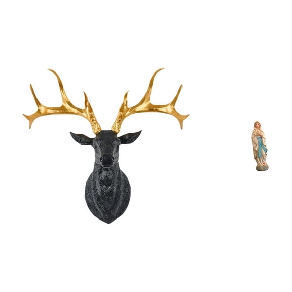 Aymzbd Deer Head Statue Wall Sculpture Animal Ornament Resin Figurine Artistic Display Piece Suitable for Home Decor Office Party Gift Giving 12.20inchx6.89i