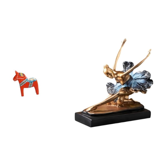 Aymzbd Desktop Figurine Traditional Swedish Horse Statue Handicraft Creative Dalecarlian Horse Figurine Ballet Dancer Statue Compact Artistic Ornament Crafted with Wood for Bookshelf Living