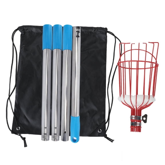 Aymzbd Detachable Fruit Picker Tool with Foam Pad & Basket Catcher Extension Pole Fruit 4 Sections 5ft