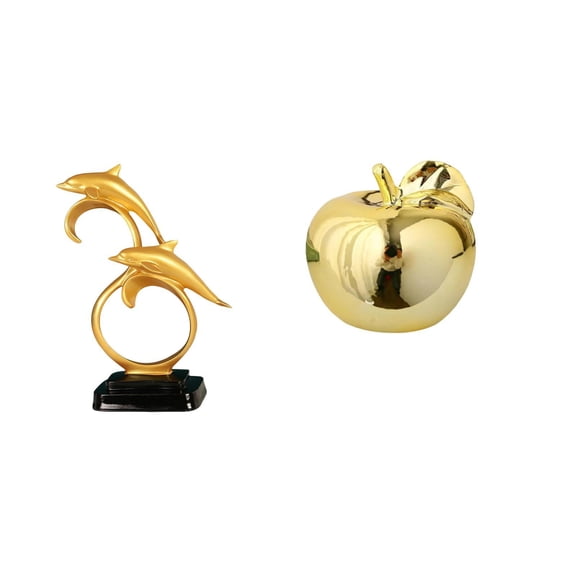 Aymzbd Dolphin Figurine Ceramic Figurine Decorative Statue Fruit Sculpture Desktop Ornament Vivid Detail Resin Material Suitable for Bar Cabinet Entryway Bed