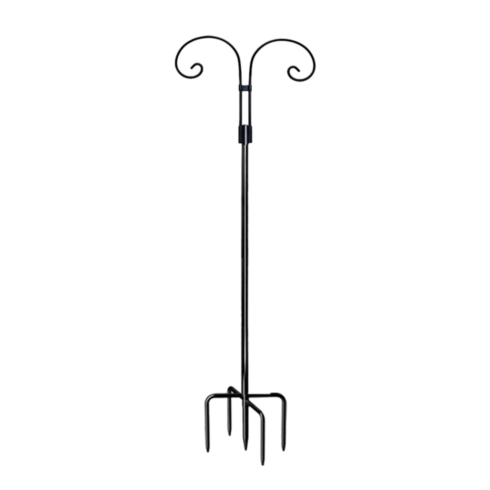 Aymzbd Double Shepherds Hook Bird Feeder Pole Outside Garden Hanging Holder Garden Hook Height 1.6M