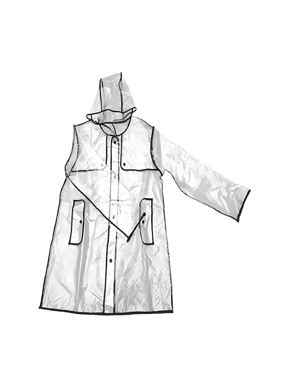 EVA Transparent Raincoat Long Hooded Fashion Portable Waterproof Rain Jacket for