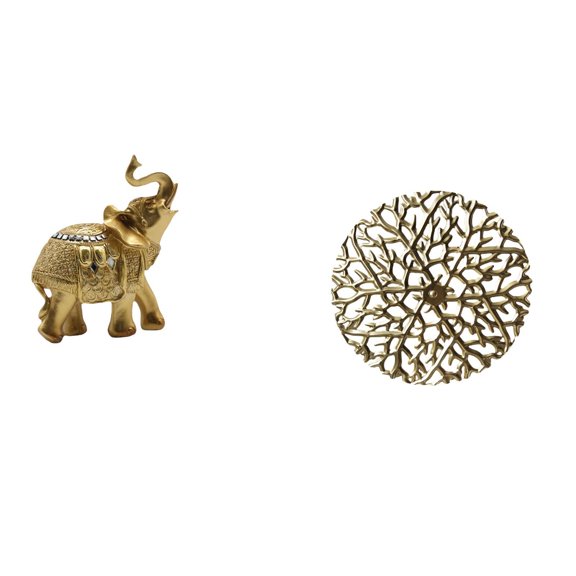 Aymzbd Elephant Figurine Decorative Statue Desktop Ornament Metal Wall Hanging Sculpture Resin Iron Material Suitable for Home Decoration Bedroom Living Room Office 11cmx5.5cmx13cm