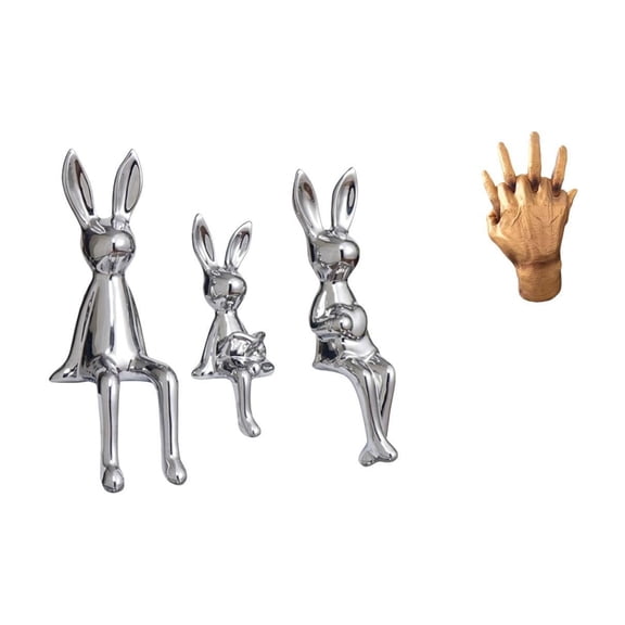 Aymzbd Figurine Sculpture Sitting Statue Ornament Hand Sculpture Bunny Statue Resin Ceramic Material Suitable for Offices Living Rooms Bedrooms Cabinets Desk