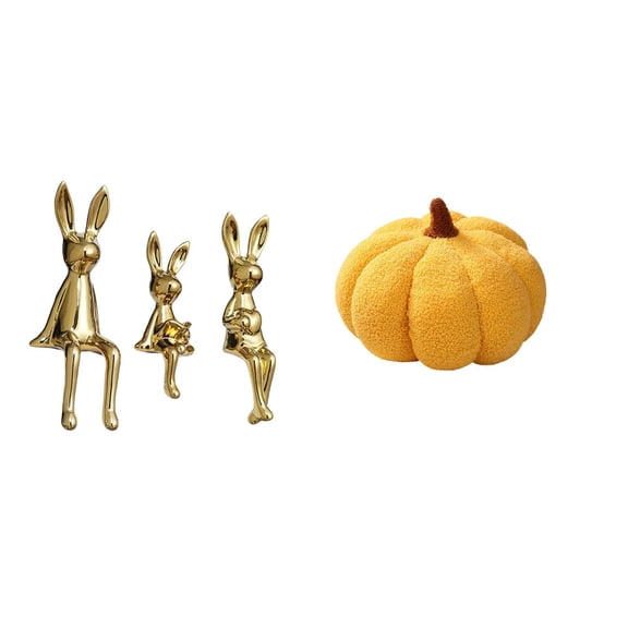 Aymzbd Figurine Sculpture Sitting Statue Ornament Pumpkin Toy Decorative Bunny Pumpkin Ceramic Material Suitable for Children Family Festival Gift