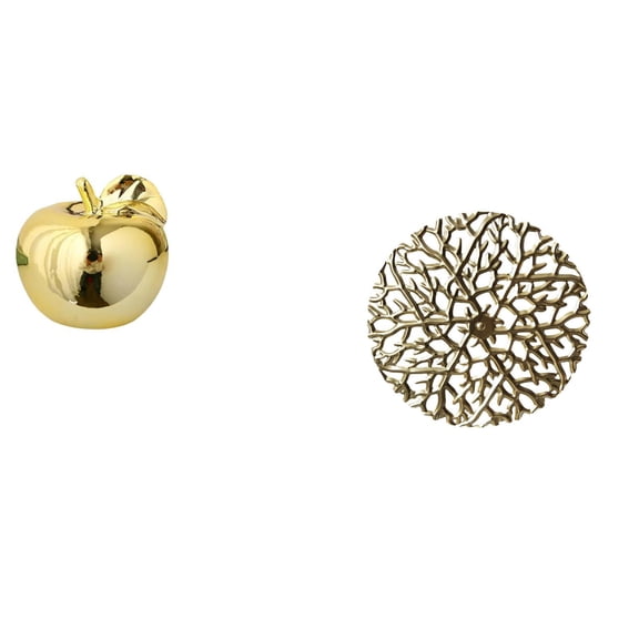 Aymzbd Fruit Sculpture Decorative Statue Metal Wall Decor Hanging Sculpture Wall Art Decorative Disc Combining Artistic Design Ceramic Iron Structure And Gla