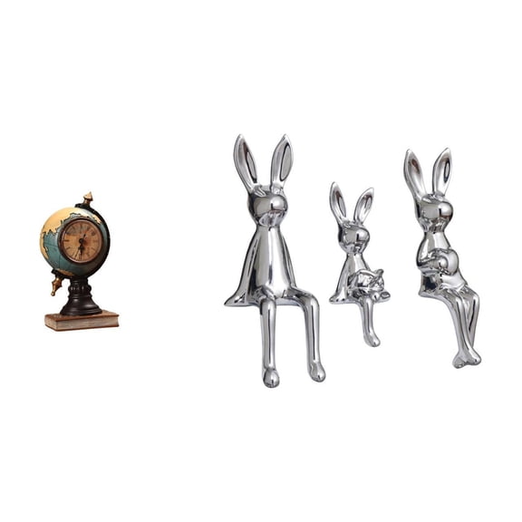Aymzbd Globe Figurine Table Clock Desktop Figurine Sitting Statue Sculpture Ornament Resin Ceramic Construction Suitable for gift giving home decoration office shelf
