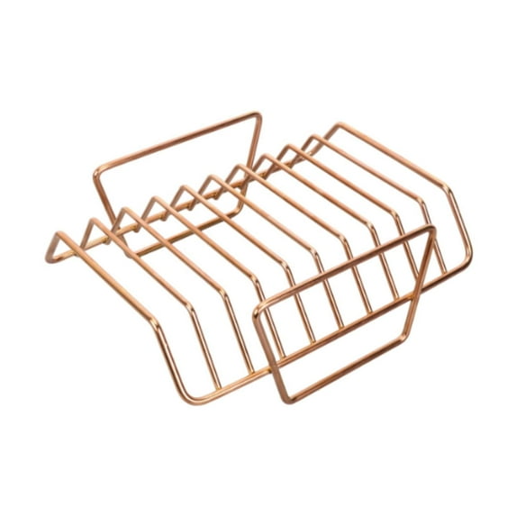 Aymzbd Grill Rib Rack BBQ Tool Sturdy Easy to Use Multipurpose for Hams Yard Hiking Rose Gold