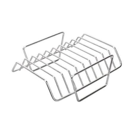 Aymzbd Grill Rib Rack BBQ Tool Sturdy Easy to Use Multipurpose for Hams Yard Hiking Silver