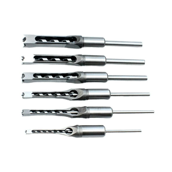 Aymzbd HSS Mortising Chisel Set, Durable Wood Square Hole Drill Bit, Square Hole Power Tool Bit for Carpenter, Hole Opening, Drill Press Attachments 6Pcs