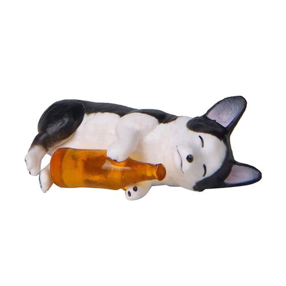 Aymzbd Holding Winebottle Mini Corgi Huskie Dog Figurine Decor Yellow Bottle Huskie
