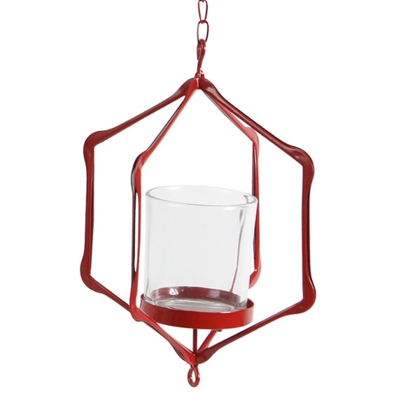 Aymzbd Iron Ceiling Chandelier 3D Geometric Candle Holder Hanging Candlestick D - Red