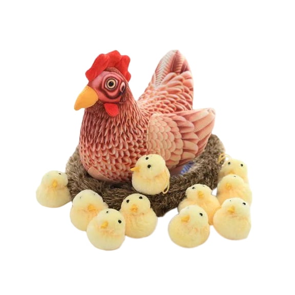 Aymzbd Large Hen Chick Sculpture Plush Toy Lovely Living Nature Art Chicken Coop Garden style B
