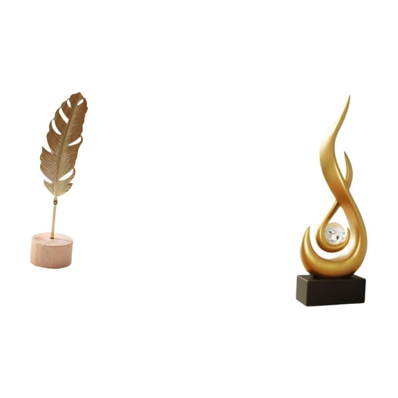 Aymzbd Leaf Sculpture Abstract Fire Sculpture Metal Leaf Figurine Art Home Decor Ornament with Iron And Wood Base Suitable for Office Restaurant Housewarming