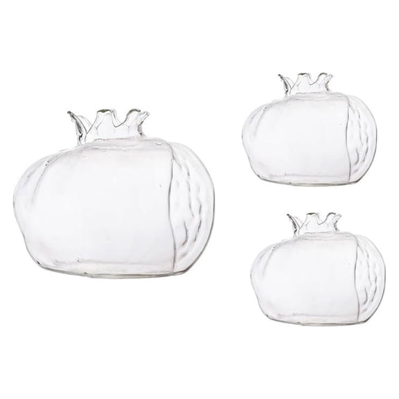Aymzbd Loviver 3Pcs Clear Glass Bud Flower Vase Container Pomegranate Shape Table Decor