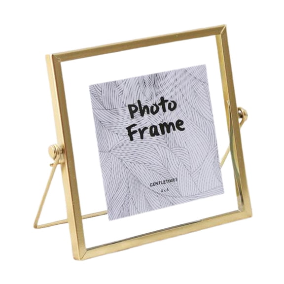 Aymzbd Loviver Square Glass Picture Frame Collection Golden Thin Metal Floating Photo 4 inch