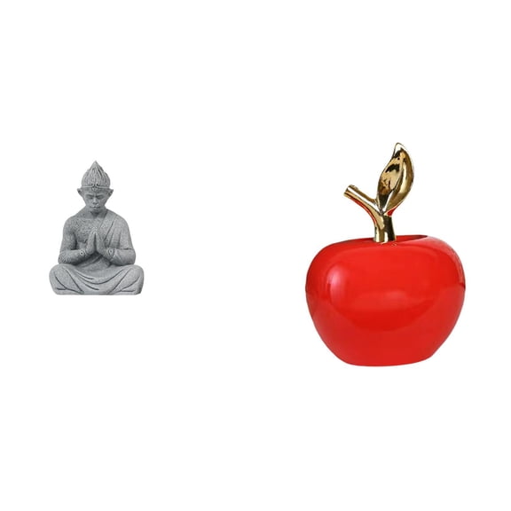 Aymzbd Monkey Buddha Statue Ceramic Figurine Miniature Sculpture Meditating Ornament Artificial Fruit Sculpture Crafts Suitable for gift giving home decoration living room meditation space