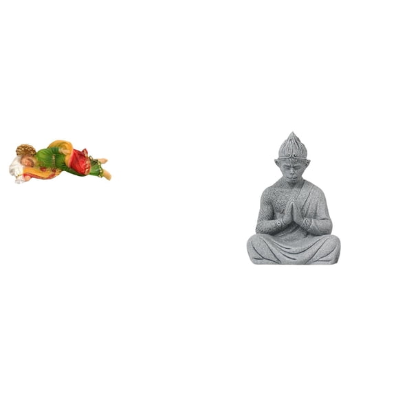Aymzbd Monkey Buddha Statue Figurine Resin Sculpture Ornament Sandstone And Resin Build with Lifelike Detail And Calm Pose Suitable for Home Decor Office Des