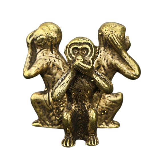 Aymzbd Monkey Figurine Animal Statues Ornament Chinese Fengshui See No Speak No Hear No