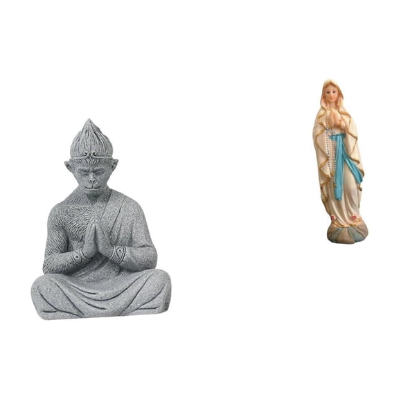 Aymzbd Monkey Statue Buddhist Figurine Sculpture Ornament Crafted From Sandstone Resin with Realistic Body And Fine Craftsmanship Suitable for Living Room De
