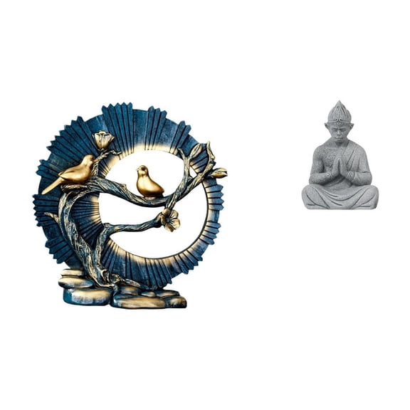 Aymzbd Monkey Statue Figurine Knick Knack Miniature Figurine Meditating Ornament Figurine Craft Sculpture Love Statue Sandstone Resin Material Suitable for Gift Giving Home Living Room Bedroom