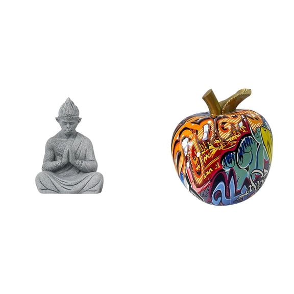 Aymzbd Monkey Statue Resin Figurine Sculpture Buddha Miniature Meditating Home Decor Sandstone Material Suitable for Living Room Desk Meditation Space Studi