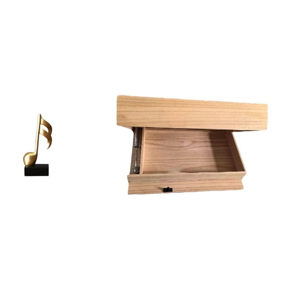 Aymzbd Music Note Sculpture Desktop Figurine Floating Shelf Organizer Wall Mounted Drawer Compact Resin and Wood Suitable for Gift Giving Office Home Decoration