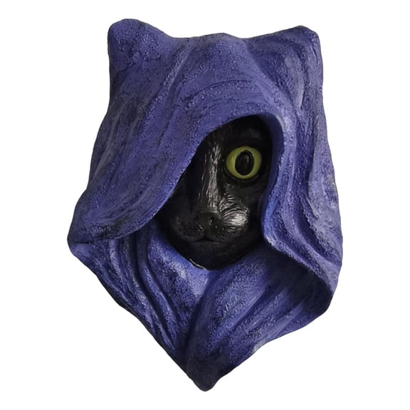 Aymzbd Mysterious Hat Cat Figurine Statue, Animal Sculpture Ornament Collectible Crafts Purple