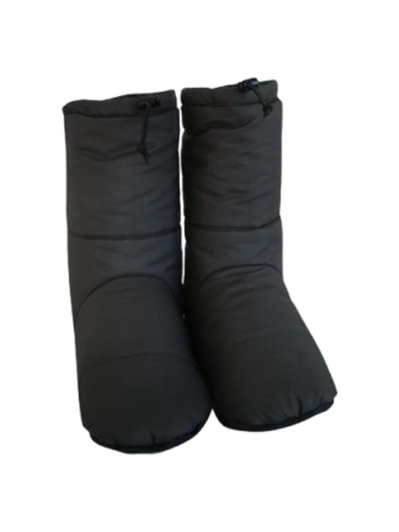 Outdoor Booties Down Thermal Socks Slippers Unisex Foldable Insulated Shoes with Dark Gray S