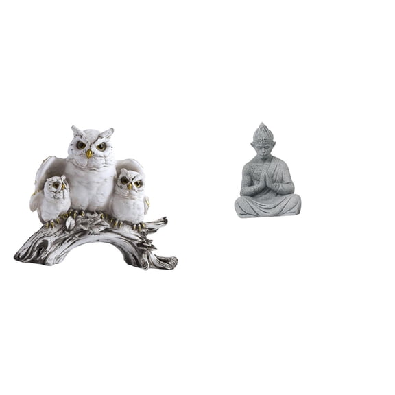 Aymzbd Owl Figurines Resin Sandstone Animal Crafts Modern Statue Miniature Figurine Monkey Buddha Sculpture Suitable for Bedroom Living Room Office Tabletop
