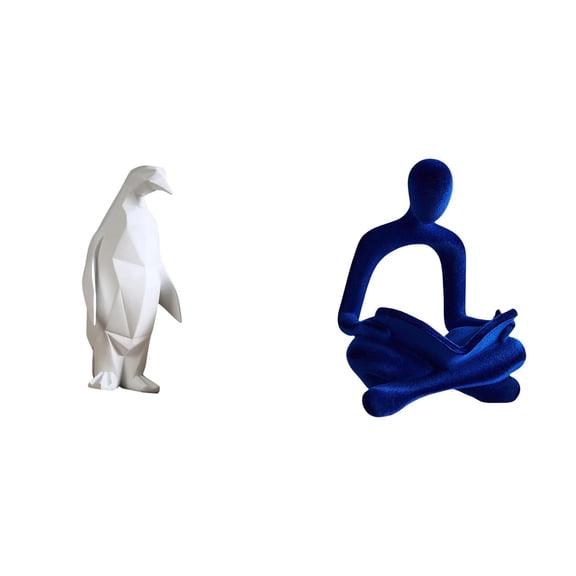 Aymzbd Penguin Sculpture Abstract Thinker Statue Animal Figurine Table Ornament Crafted With Premium Resin Hollow Artistic Touch Suitable for Bedroom Living Room Gift Giving