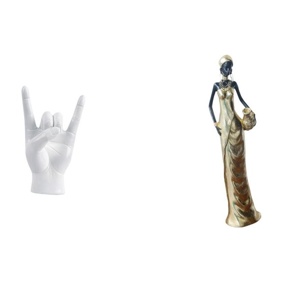 Aymzbd Rock Gesture Statue African Figurine Tribal Lady Resin Art Piece Hand Finger Sculpture Unique Carving Suitable for Gift Giving Home Decoration Office