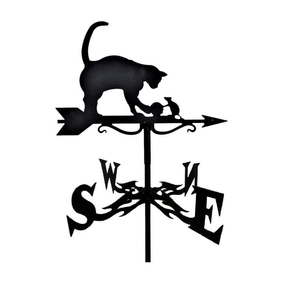 Aymzbd Roof Mount Weather Vane Wind Direction Indicator Stake Weathervane Outdoor Decor Cat and Rat