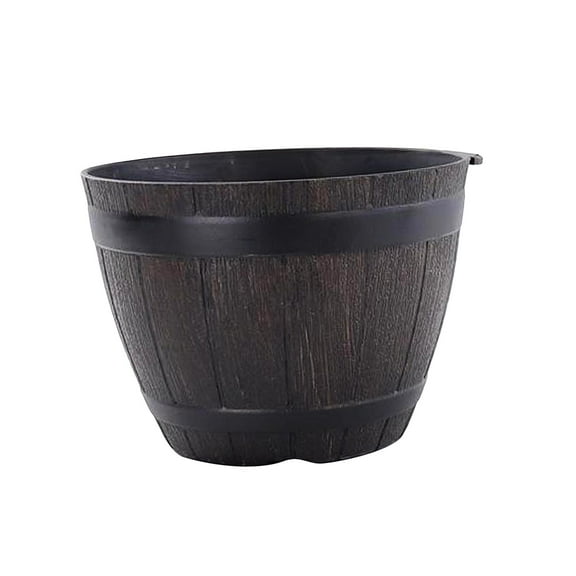 Aymzbd Rustic Resin Barrels Bucket Flower Planter Plant Pots Boxes Container Pail 7.6 inch