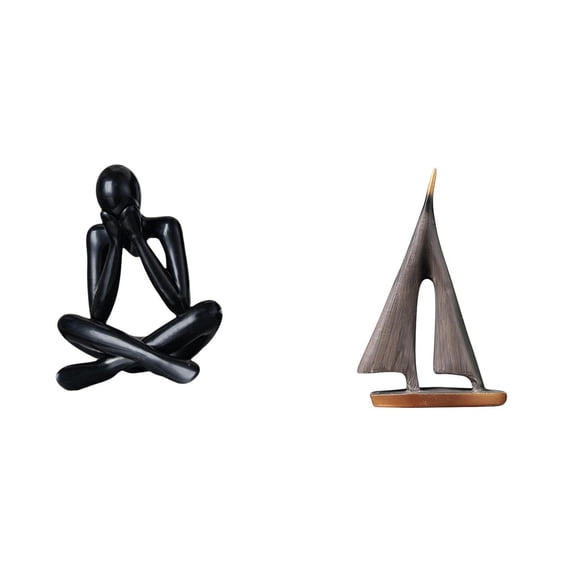 Aymzbd Sailboat Sculpture Abstract Desktop Figurine Resin Sailboat Statue Artistic Model Ornament Creative Design Feature Suitable for Office Living Room Bed