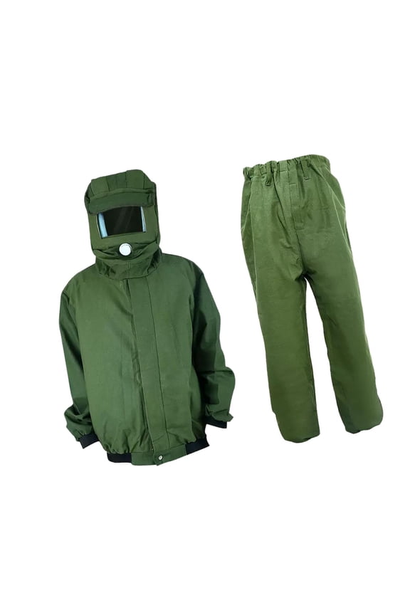 Sand Blasting Suit Canvas Sandblasting Clothing for Grinding Shipbuilding Welder Green