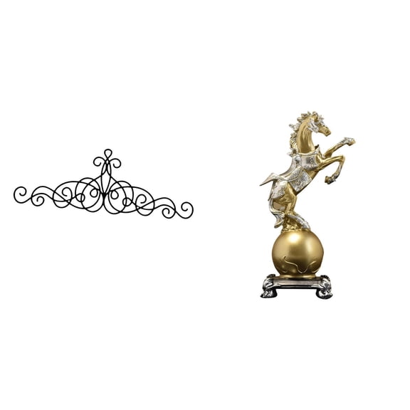 Aymzbd Scroll Wall Art Decor Horse Statue Desktop Figurine Resin Metal Wall Art Desktop Decorative Figurine Creative Modern Ornament Suitable for Living Room Office Bedroom 11.5cmx7cmx21.5cm