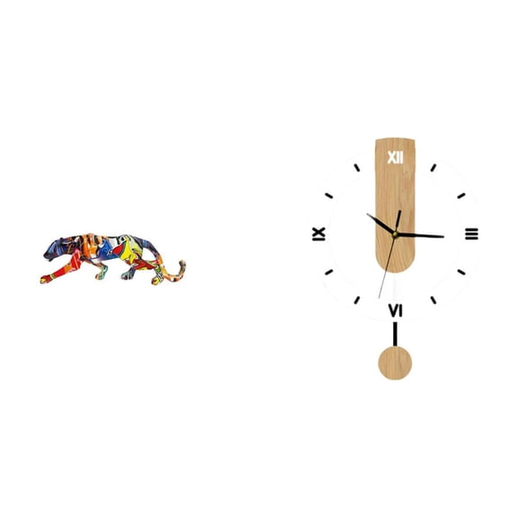 Aymzbd Sculptures Wall Clock Walking Ornament Figurine Statue Resin Acrylic Modern Quiet Silent Movement Artistic Craftsmanship Unique Round Shape Suitable for Home Bedroom Office Living Room